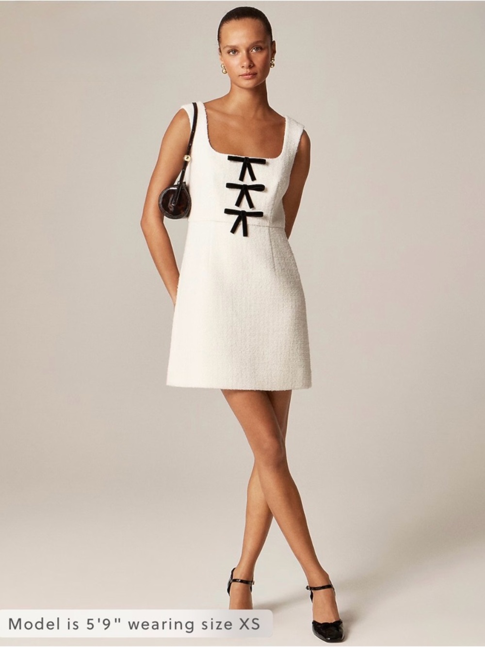 NWT | J. CREW Women’s Sophia Dress with Velvet Bows in Tweed | Ivory | Size 4 - Picture 16 of 16